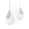 Large Ivory Ceramic Hanging Planter With Flat Bottom