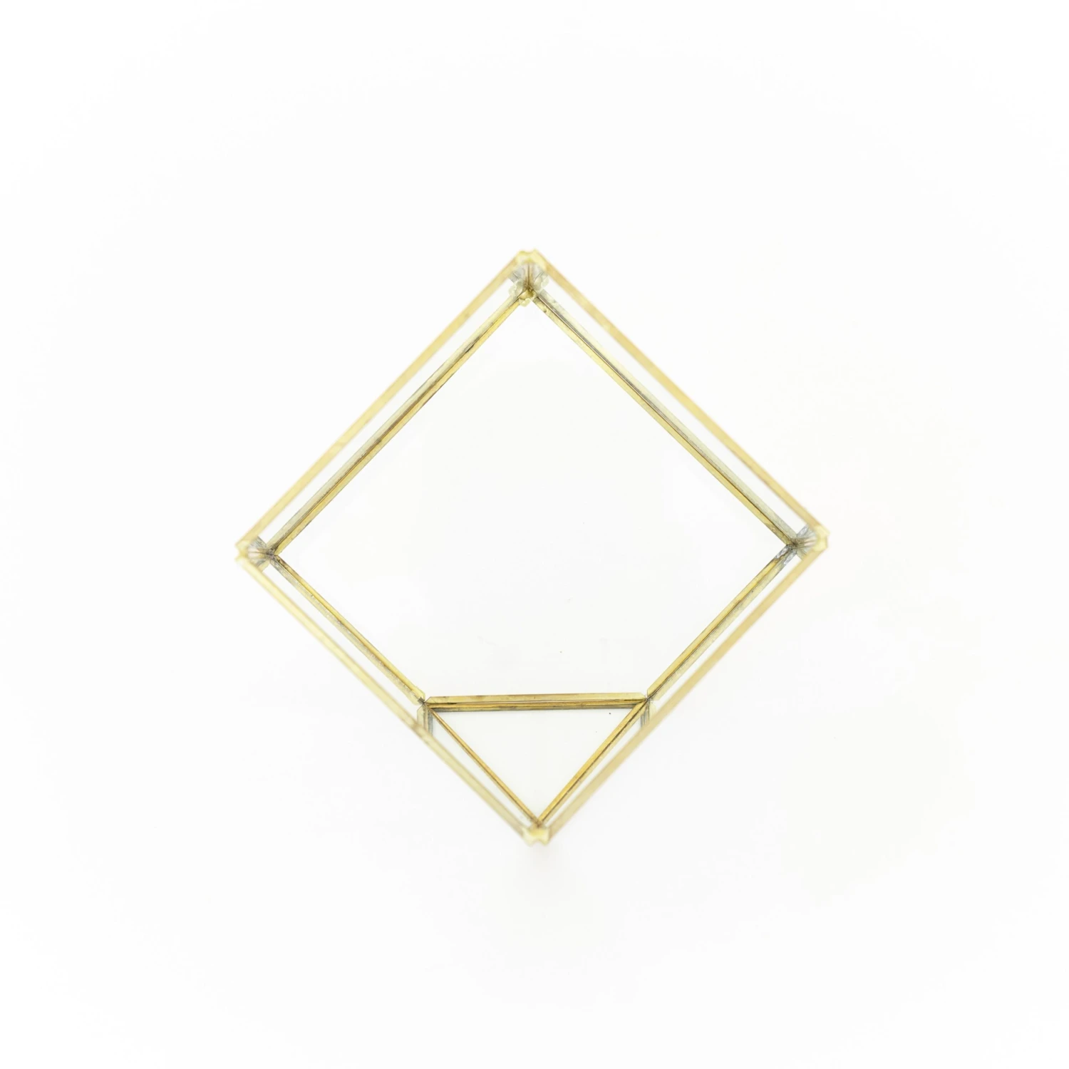 Heptahedron Geometric Glass Terrarium - Gold Metallic Finish - Trendy Holder For Tillandsia Air Plants 2 Heptahedron Geometric Glass Terrarium - Gold Metallic Finish - Trendy Holder For Tillandsia Air Plants - Image 2