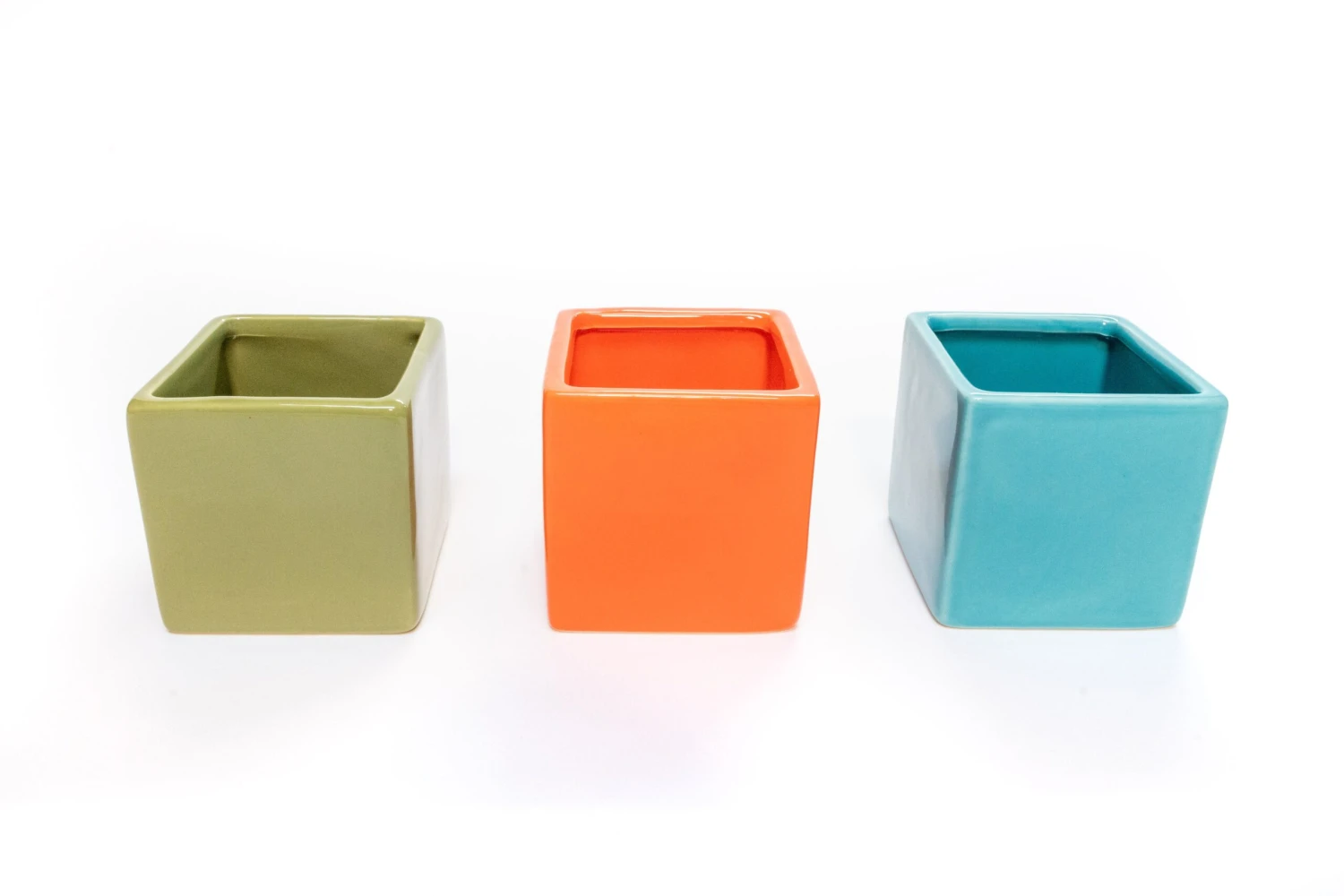 Set Of 3 Ceramic Cube Containers With Custom Tillandsia Air Plants / Avocado Green + Sky Blue + Naranja Orange 5 Set Of 3 Ceramic Cube Containers With Custom Tillandsia Air Plants / Avocado Green + Sky Blue + Naranja Orange - Image 5